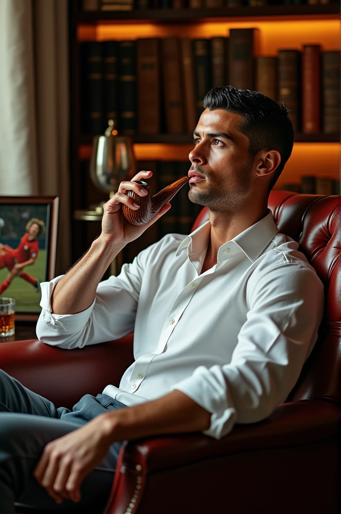 Cristiano Ronaldo smoking a pipe