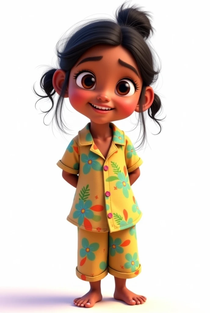 Lilo Pelekai Angel, in pajamas, disney pixar style, white background