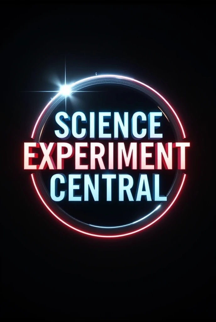 Best quality, 8k image,logo for youtube channel must be to write "science experiment Central" , realistic 3D type , background is black, with circular shape 