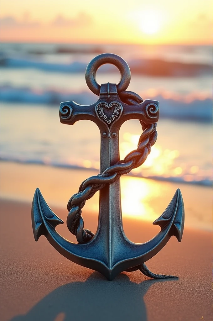 Anchor in the shape of a four and a heart