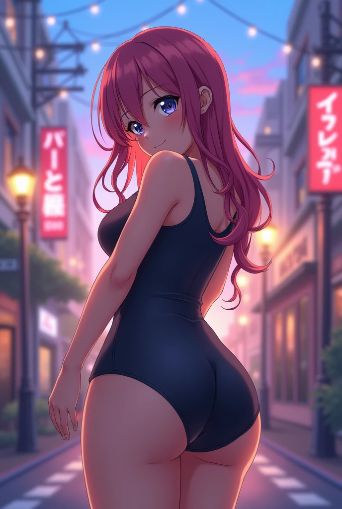 Big-breasted, big-butt, good-figured anime girl in tight clothesBig-breasted, big-butt anime girl with a good figure wearing tight clothes and acting shy