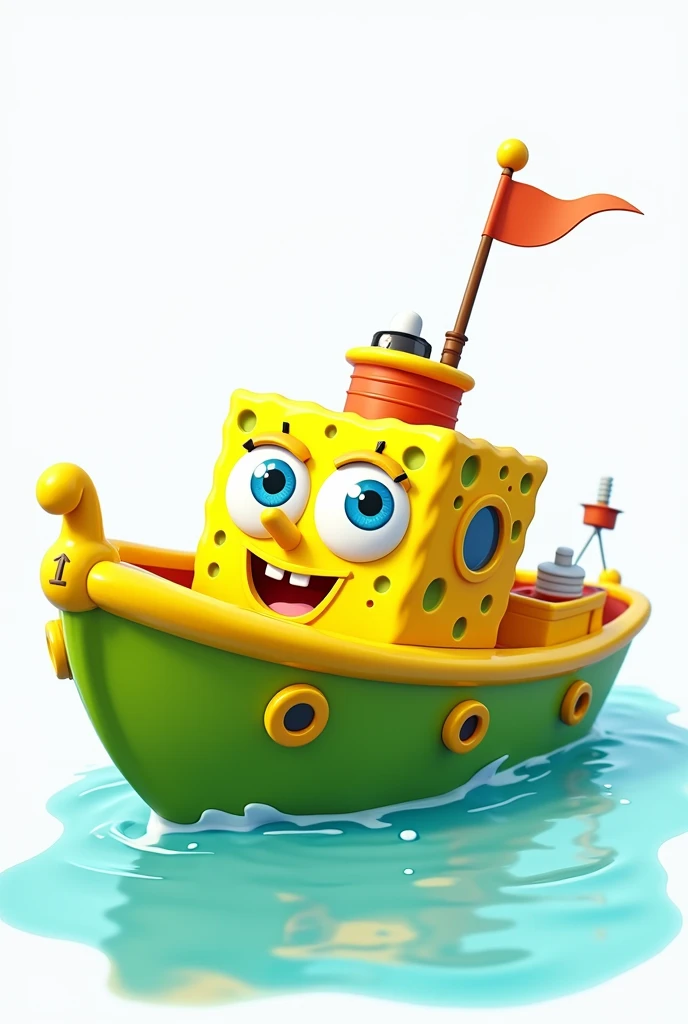 Create an image of SpongeBob&#39;s Boat with a transparent background, it needs to be facing the lower right diagonal, with the image view at the same height. Just make the boat without people on top
