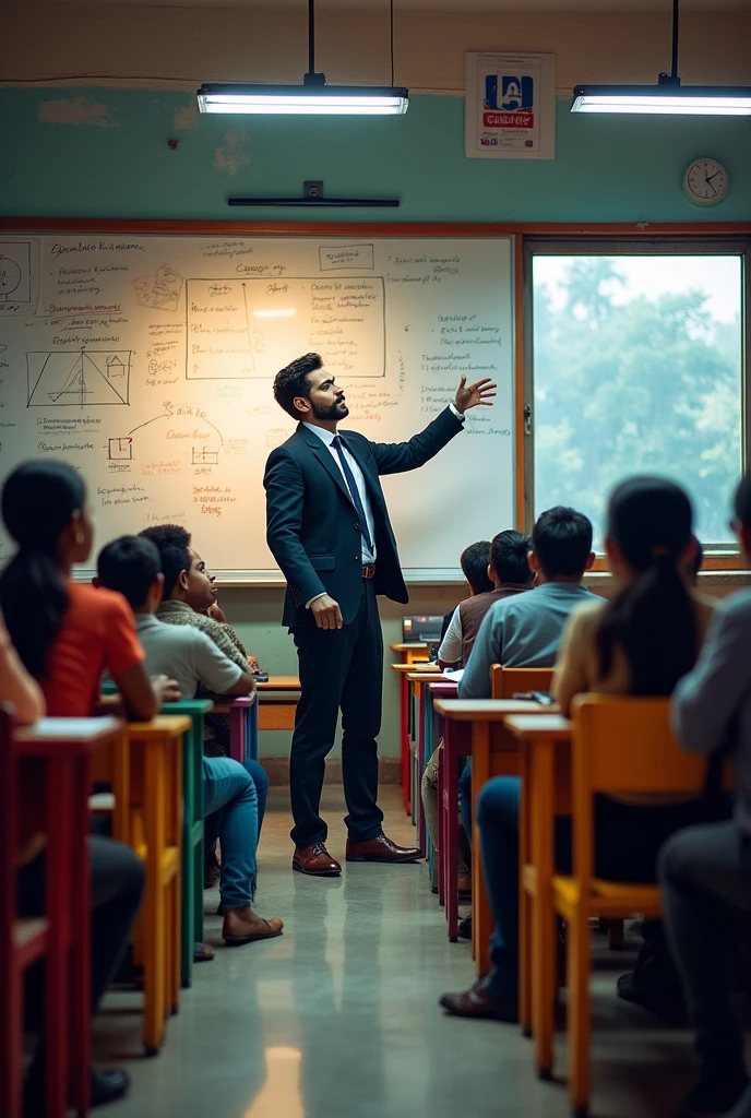 Delhi coaching class room with students and teacher
