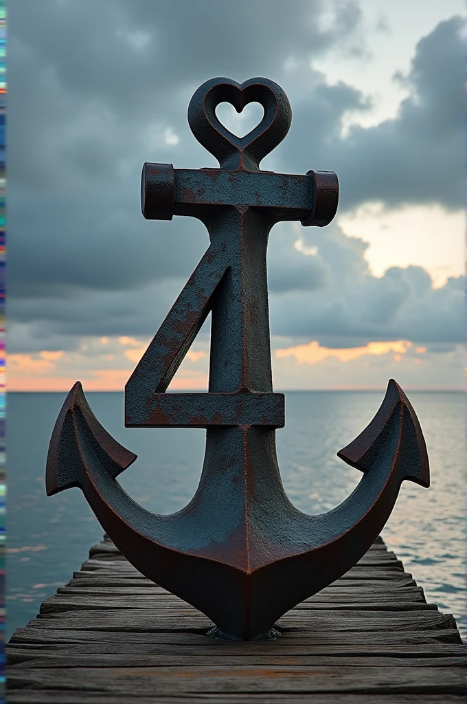 Join a steel heart and the number 4 made of steal to create an old anchor 