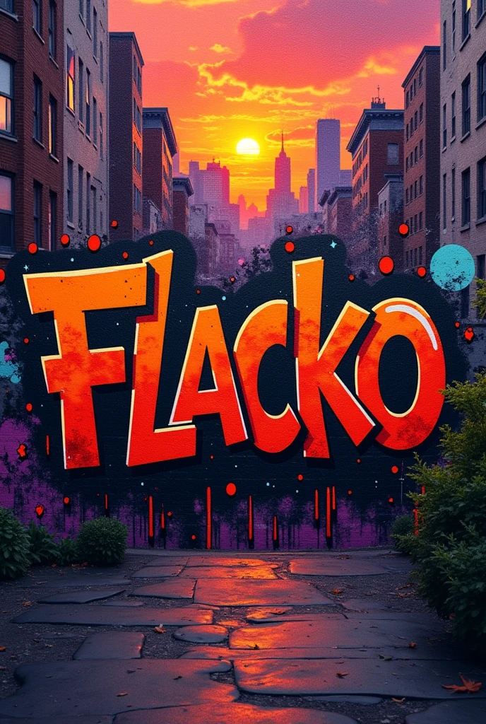 A black 2D graffiti saying Flacko 14 