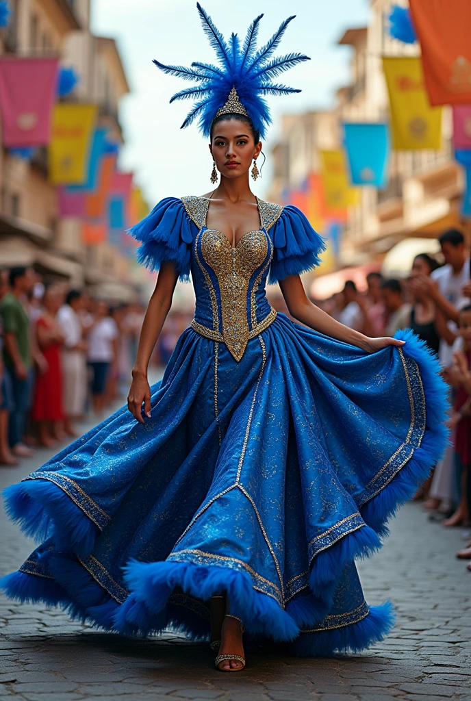 I would like to create a "vestimentas" for the September 7th parade with the colors blue and gold