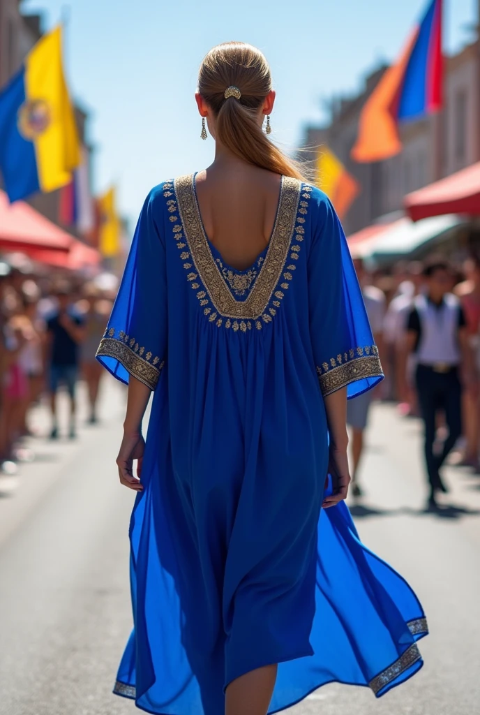 I would like to create a "vestimentas" for the September 7th parade with the blue and gold colors and VERY basic