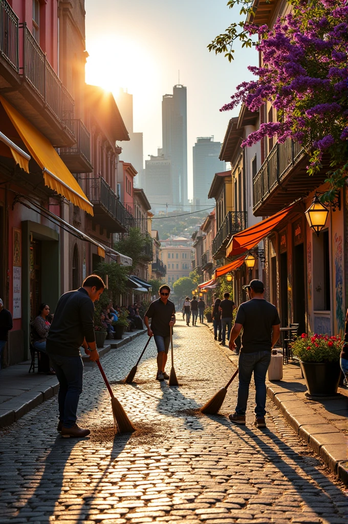 The streets of Santiago de Chile being cleaned