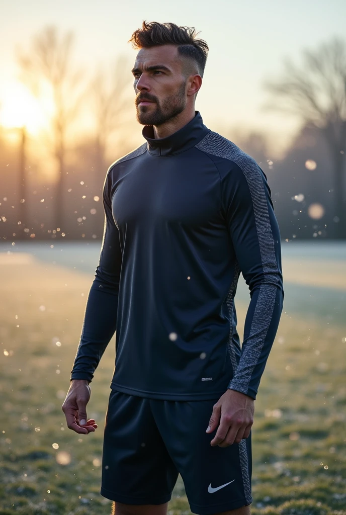 men's travel soccer uniform for cold weather with collar