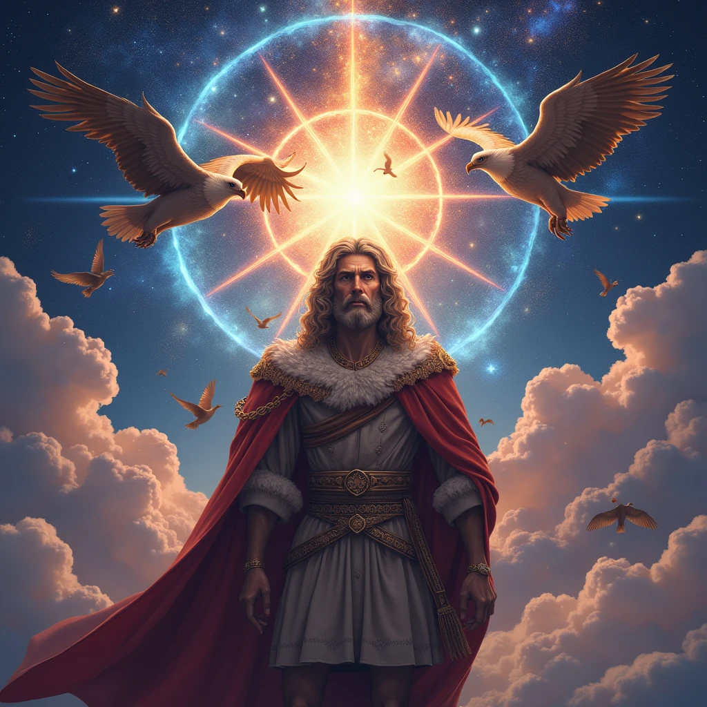 ((masterpiece)), ((Highest quality)), ((High resolution)), ((Highly detailed CG Unity 8k wallpaper)), Roman Emperor Constantine１The Great Emperor、Fluffy hair、Bright and sharp eyes、eyes like a lion、Leisurely Actions、Calm and Composed Expression、Aura of Majesty、neck as thick as a bull、Eagles and Hawks Are Fond of Him、Tarot Cards、Oracle Cards、『world』、ウイリアム・ブレイクの画Wind、ギュスターヴ・モローの画Wind、Ancient and Modern、輝く未来とhope、The Universe、Milky Wayの中心の眩い光、射手座のMilky Way中心、光の洪water、The colorful sparkle of gemstones、Lu Li Guangcai、Play-of-color effects、Paradise、Eden、Heavenly Jerusalem、Nostalgia、hope、永遠のhappiness、Genesis、Revelation、Alpha and omega、Healing、Longing and fulfillment、Everything is for the best、bless、Heavenly Purification、Bliss of All Things、happiness、Eternal Life、completely、perfection、Forgiveness、occultism、Symbolism、Primordial Happiness、peace of mind、reproduction、revival、魂のHealing、God's Plan、天使のbless、peace、joy、lotus、lily、Rose、gold、gold、silver、The First Light、Supernova explosion、Meteors、Milky Way、諸Milky Way、The Edge of the Universe、The magnificent light of celestial bodies、Fantasy、like、Beauty、Digital Art、kind、慈like、mercy、wisdom、vitality、 Tree of Life、Tanaha、Christian Bible、revelation、Eternal happiness、万物への平和とhappinessと保護を祈る、大切で貴重なpeaceと元気と賢さ、Paradise、Mandala、Japanese Beauty、Amitabha Buddha's Coming to Welcome Diagram、Masterpiece、Highest、spiritual、material、fire、water、Wind、land、tears of gratitude