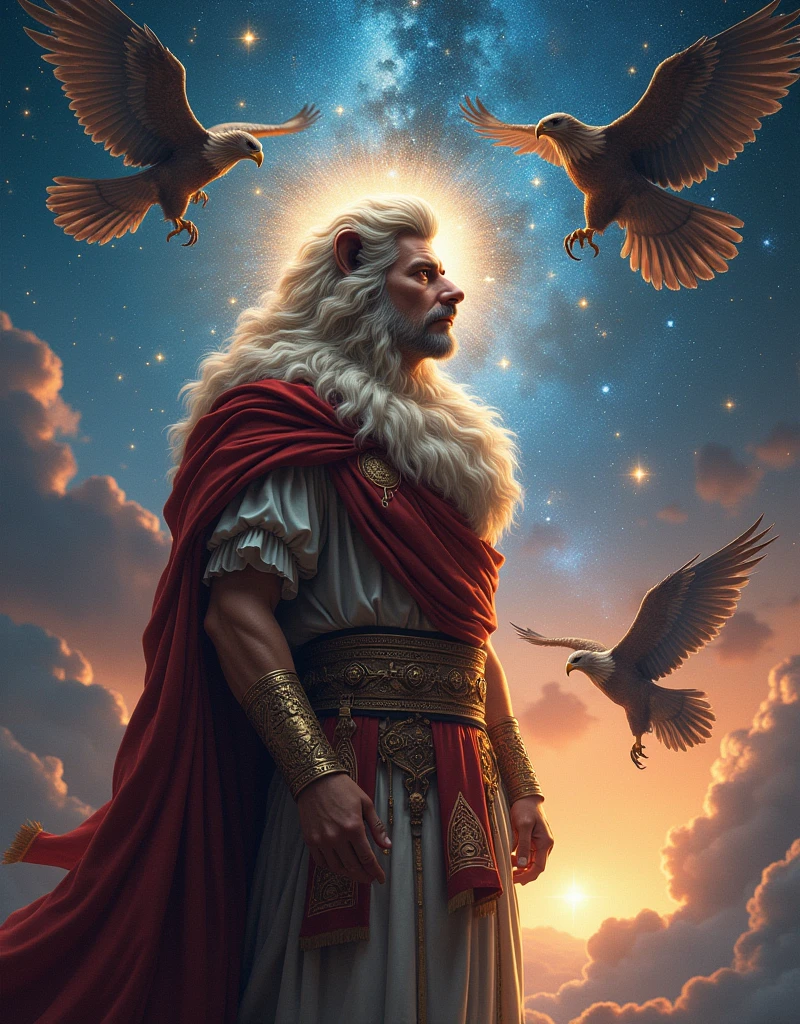((masterpiece)), ((Highest quality)), ((High resolution)), ((Highly detailed CG Unity 8k wallpaper)), Roman Emperor Constantine1The Great Emperor、Fluffy hair、Bright and sharp eyes、eyes like a lion、Leisurely Actions、Calm and Composed Expression、Aura of Majesty、neck as thick as a bull、Eagles and Hawks Are Fond of Him、Tarot Cards、Oracle Cards、『world』、ウイリアム・ブレイクの画Wind、ギュスターヴ・モローの画Wind、Ancient and Modern、輝く未来とhope、The Universe、Milky Wayの中心の眩い光、射手座のMilky Way中心、光の洪water、The colorful sparkle of gemstones、Lu Li Guangcai、Play-of-color effects、Paradise、Eden、Heavenly Jerusalem、Nostalgia、hope、永遠のhappiness、Genesis、Revelation、Alpha and omega、Healing、Longing and fulfillment、Everything is for the best、bless、Heavenly Purification、Bliss of All Things、happiness、Eternal Life、completely、perfection、Forgiveness、occultism、Symbolism、Primordial Happiness、peace of mind、reproduction、revival、魂のHealing、God's Plan、天使のbless、peace、joy、lotus、lily、Rose、gold、gold、silver、The First Light、Supernova explosion、Meteors、Milky Way、諸Milky Way、The Edge of the Universe、The magnificent light of celestial bodies、Fantasy、like、Beauty、Digital Art、kind、慈like、mercy、wisdom、vitality、 Tree of Life、Tanaha、Christian Bible、revelation、Eternal happiness、万物への平和とhappinessと保護を祈る、大切で貴重なpeaceと元気と賢さ、Paradise、Mandala、Japanese Beauty、Amitabha Buddha's Coming to Welcome Diagram、Masterpiece、Highest、spiritual、material、fire、water、Wind、land、tears of gratitude