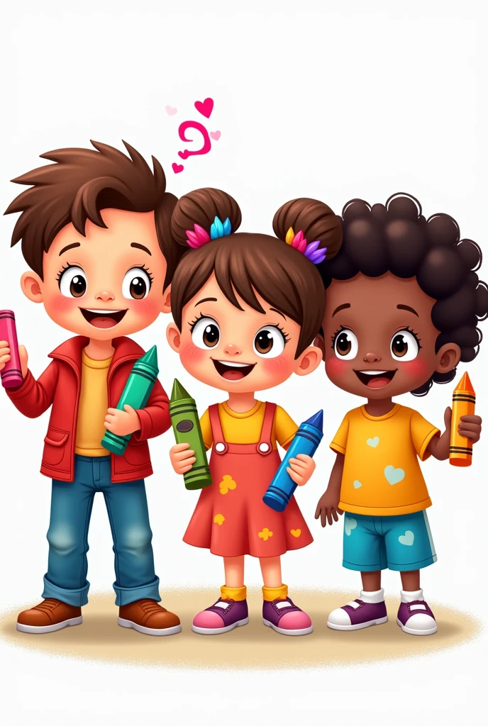 Cartoon kids holding a coloring materials
Remove the background