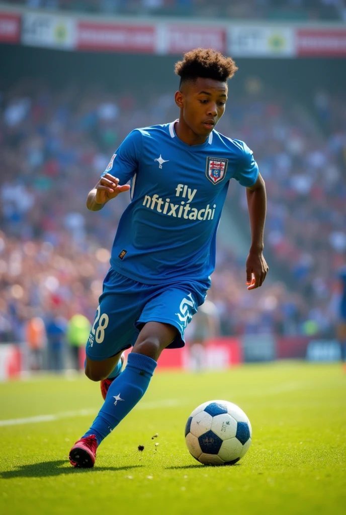 Created a player aged 18 footballer bib 28 text called NFT¹xITACHI