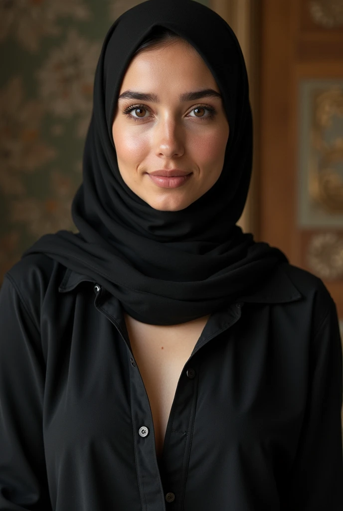 Muslim girl cleavage, from front