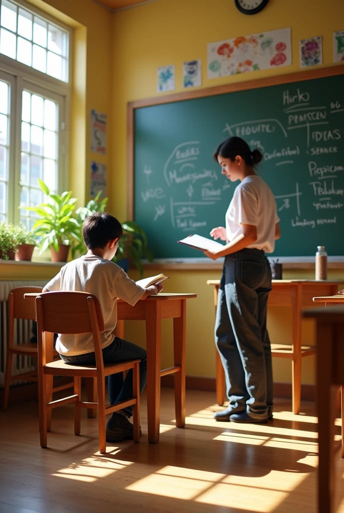 Classroom with only one teacher and one student