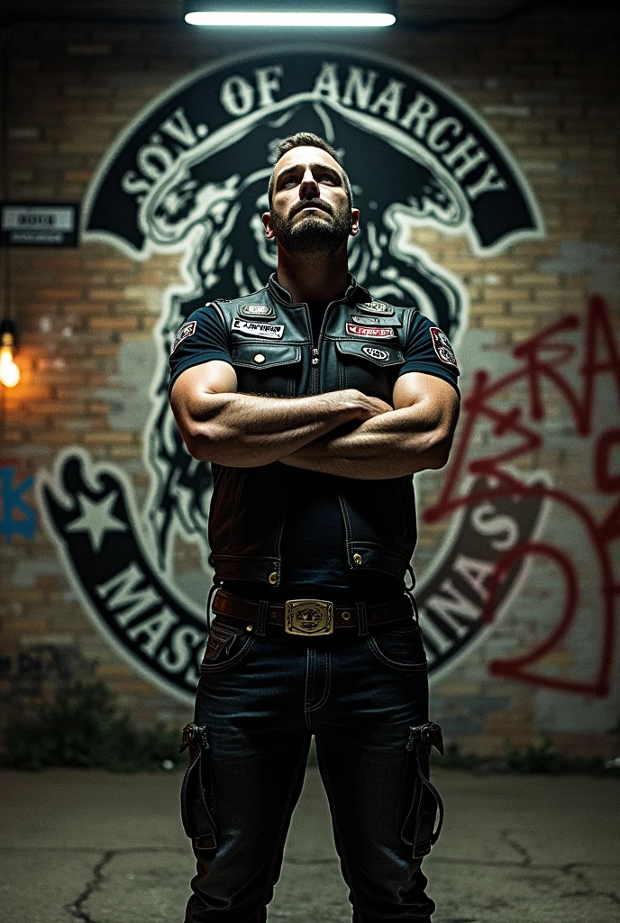 Put the skull from the Sons of Anarchy series in the background,
Announces that it is a recruitment where there are prerequisites, contact us to schedule your test