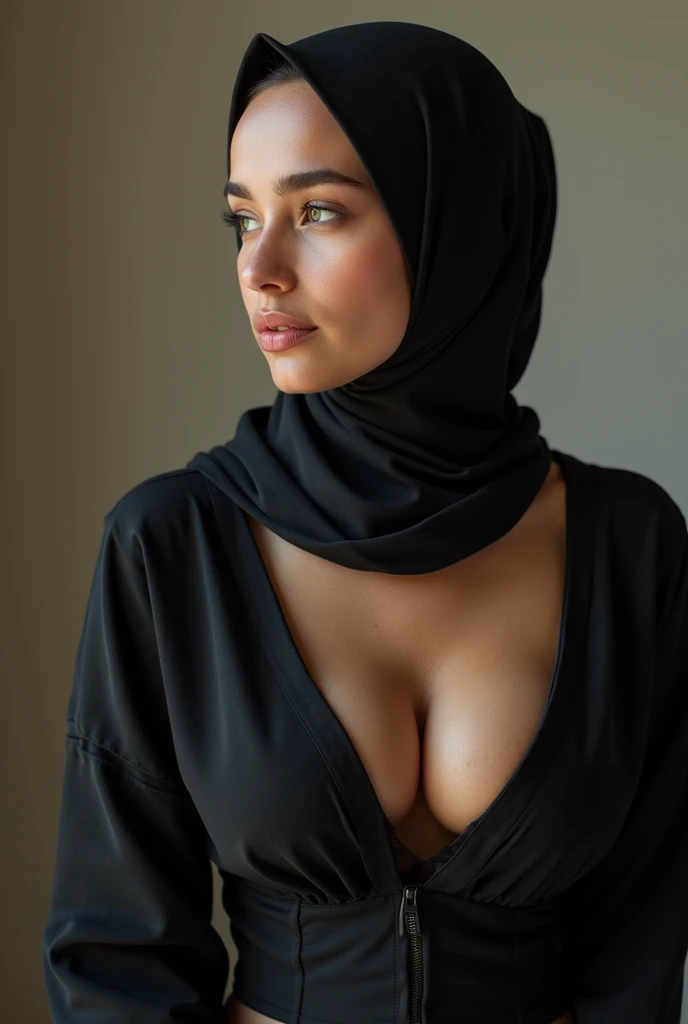 Muslim girl, deep cleavage big breast