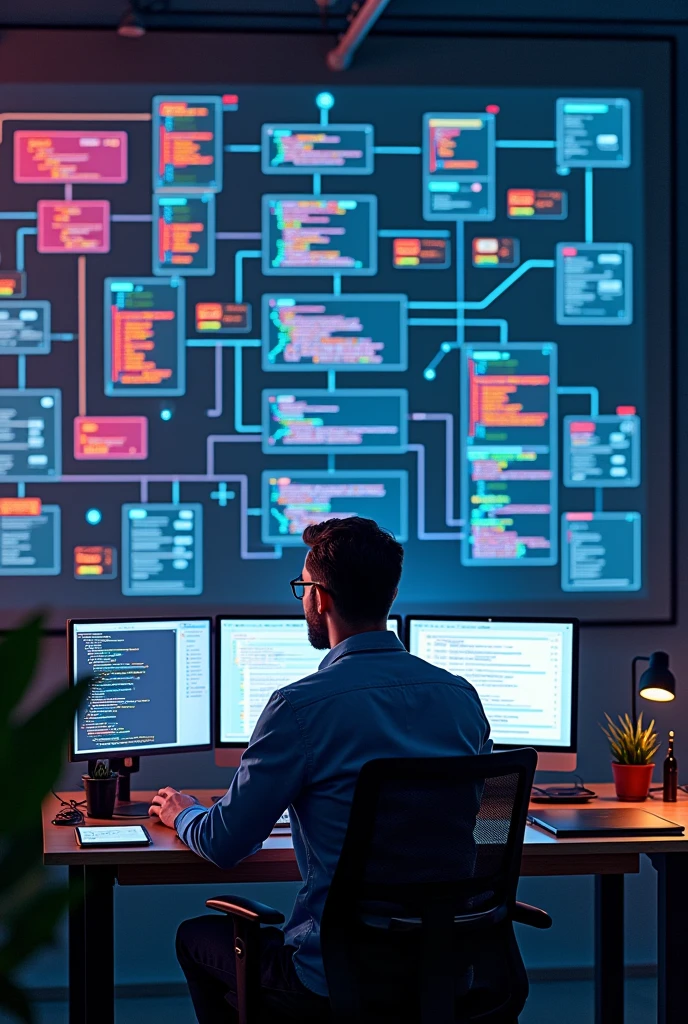 Ab image representing a technical architecture diagram or a code environment 