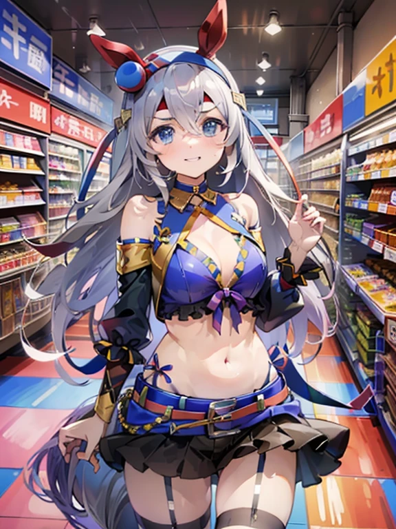 Browsing Caution,Tamamo Cross \(umamusume\),(Perfect hands),(Perfect Anatomy),(masterpiece),(Highest quality),Embarrassing,blush,Cut out,Off the shoulder,High Quality Lingerie,See through,Shopping Centre,shopping