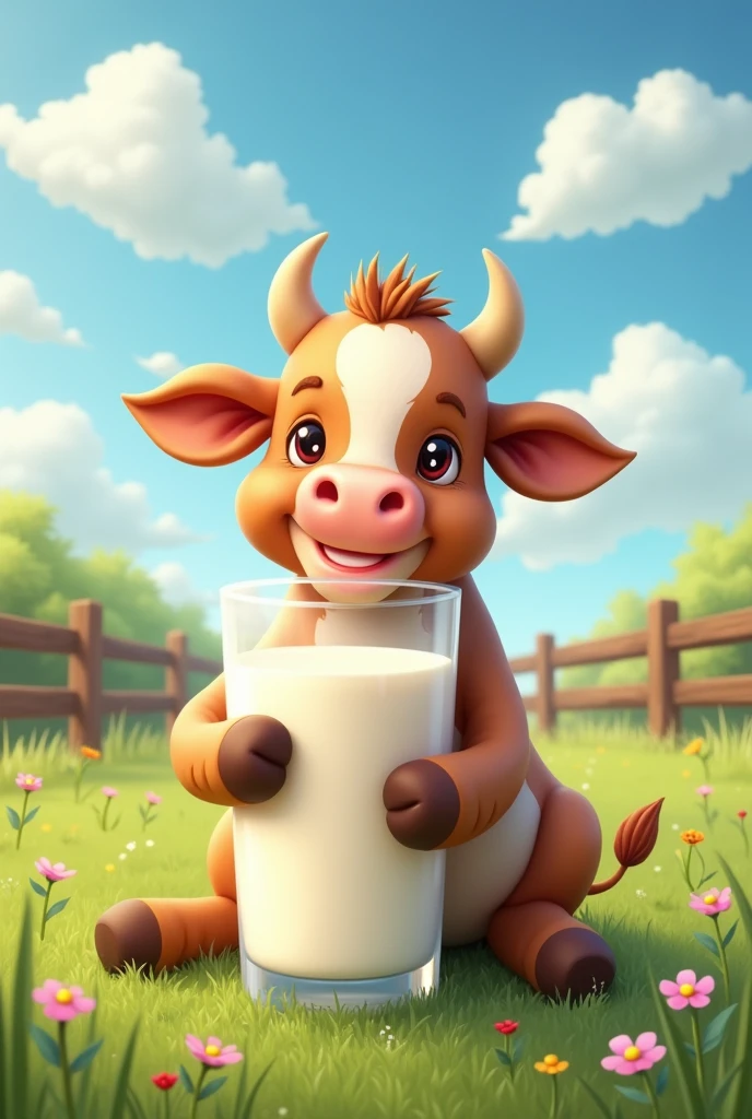 cow hugging a glass of milk