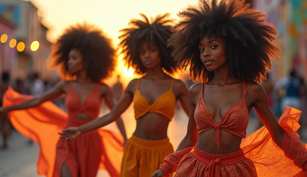 3 femme peau noire natsy,danse le regard vers nous