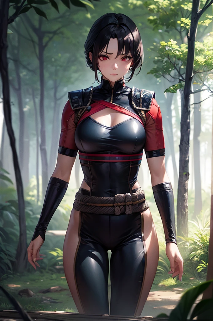 best quality, 8k, super fine illustration, extremely detailed CG, masterpiece,
beautiful anime style girl,
Expressionless, medium breasts, Five anatomically correct fingers, assassin: 1.3, (Shinobi Clothes: 1.2), Black costume, Outdoors, Forest, (Dark Night Forest: 1.3), Standing, (Standing on a tree) :1.5), black hair, red eyes,
cowboy shot,
telephoto lens,
slow shutter speed
,,
(best shadow),
,,
(natural light),
,,
(natural reflection),