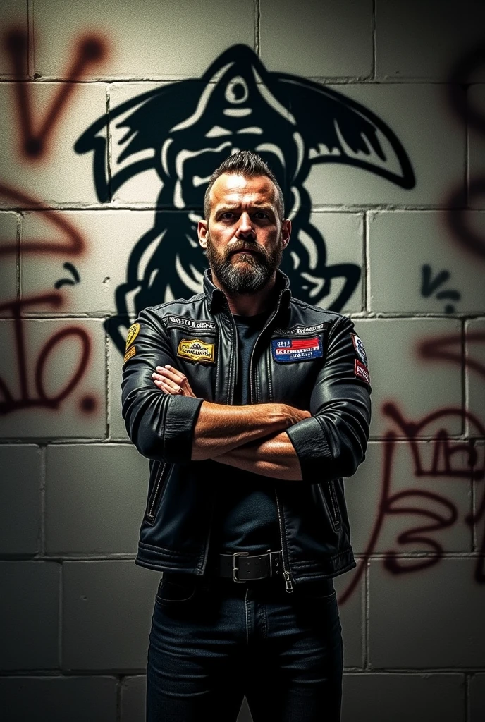 Put the skull from the Sons of Anarchy series in the background,
Announces that it is a recruitment where there are prerequisites, contact us to schedule your test