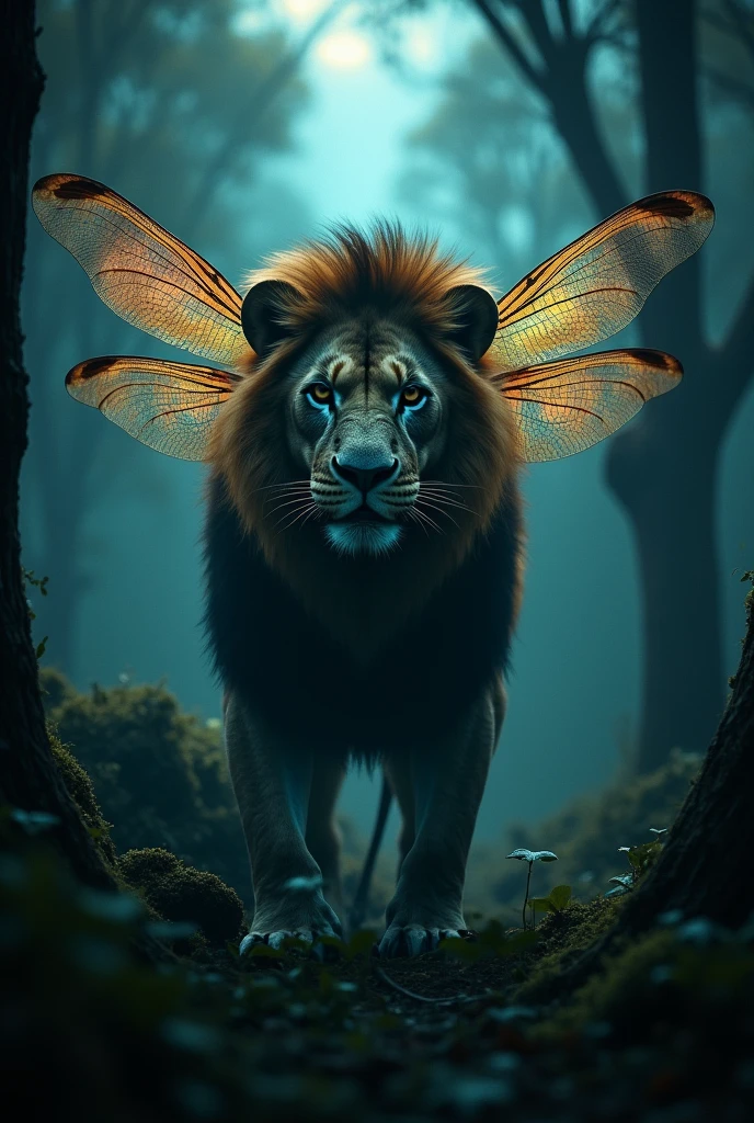 A horror movie that combines a lion, a dragonfly, and a koala