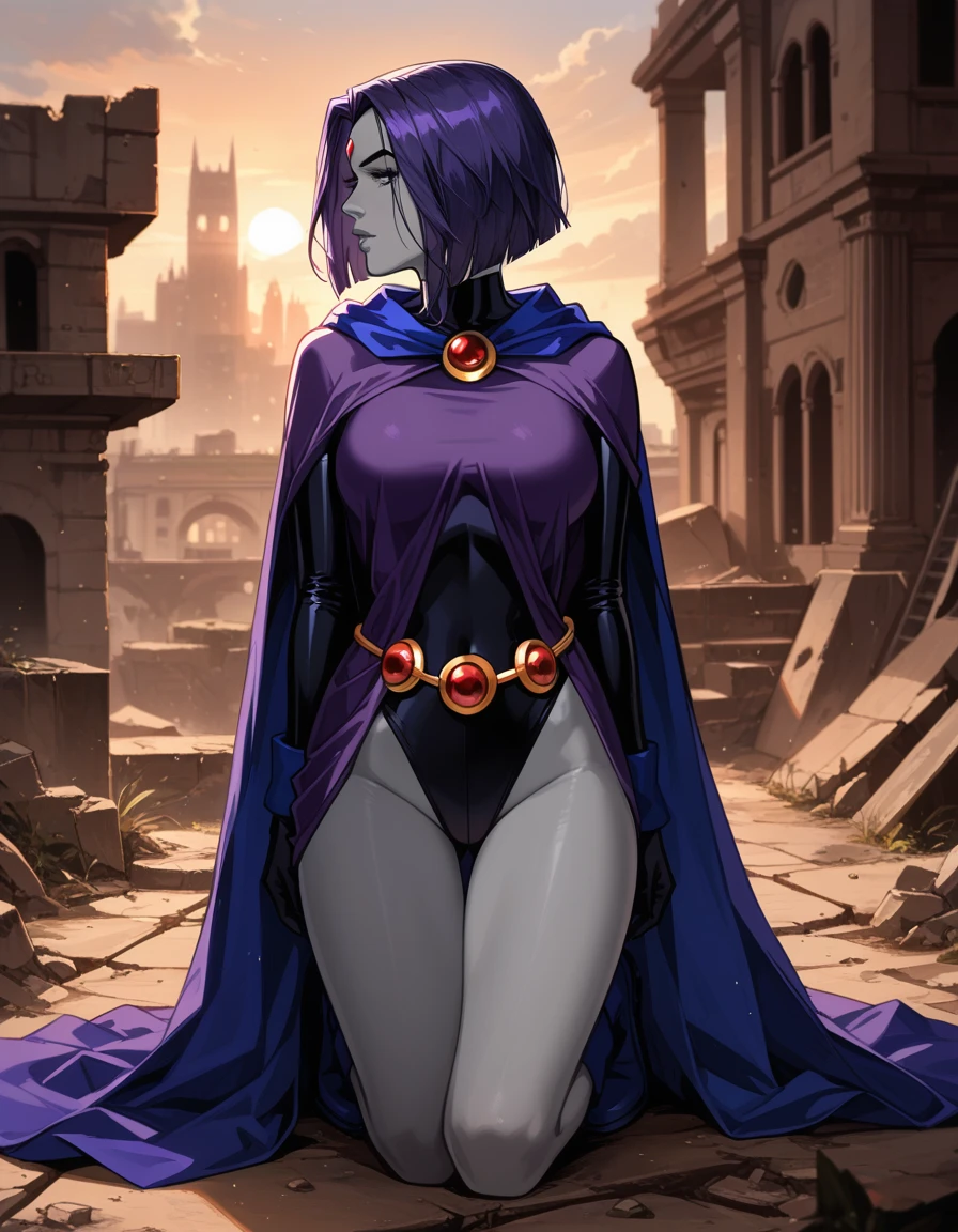 (solo:1.1),(masterpiece), (best quality:1.3), ultra detailed, intricate, professional art, digital art, absurdres, shadraven, (Full body view:1.1), 1girl, solo, (grey skin:1.4), dark purple hair, bob hair, purple eyes, hips wider than shoulders, pear shaped body, jewellery, detailed thighs, thick thighs, red jewel in forehead, jewels, (long sleeved turtleneck leotard:1.3), cuffs, small breasts, (shadraven cloak), (Shadraven broach:1.2), Shadraven jewel belt, Shadraven wearing a long sleeved leotard outside at night, long legs, ( long crotch bulge:1.4), large penis, large testicles, side angle view, looking at viewer, bubble butt , gluteal crease, universal lighting,,
