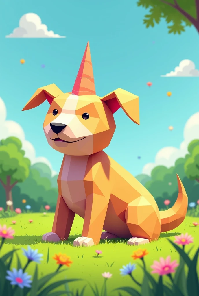 a dog made from 5 geometric figures.