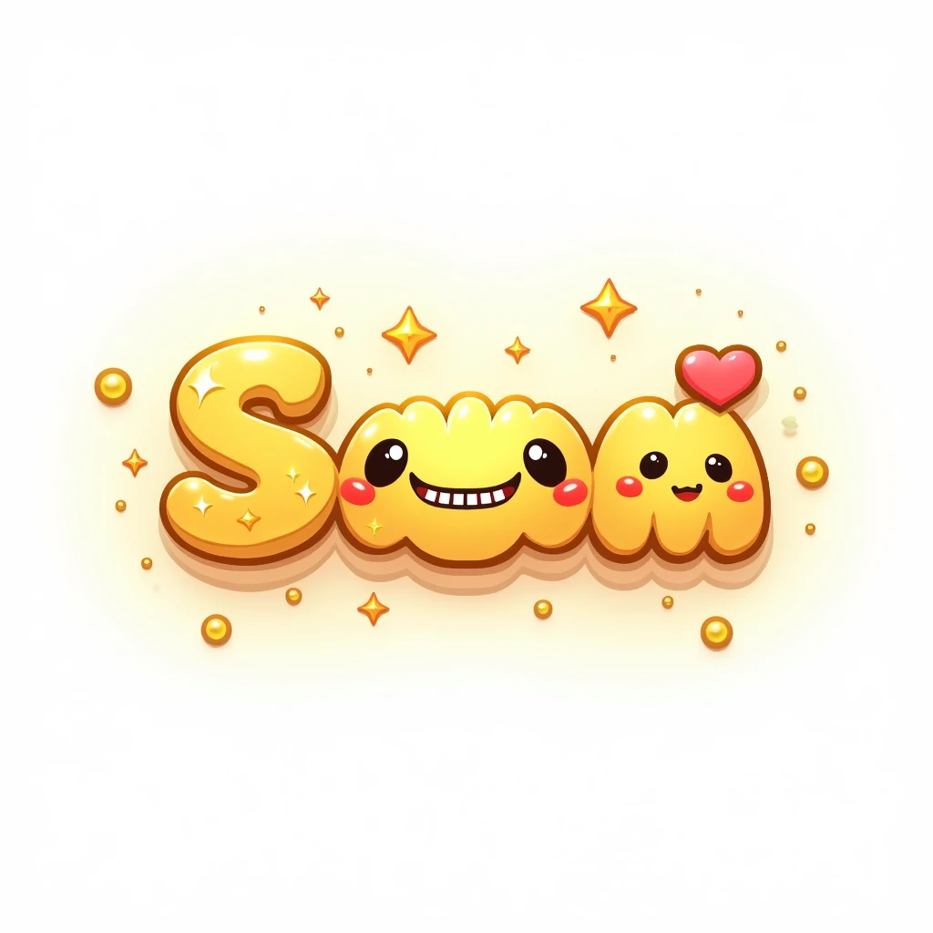 Kawaii gold logo for a video game channel with the word "SrisuwaN" on a white background.