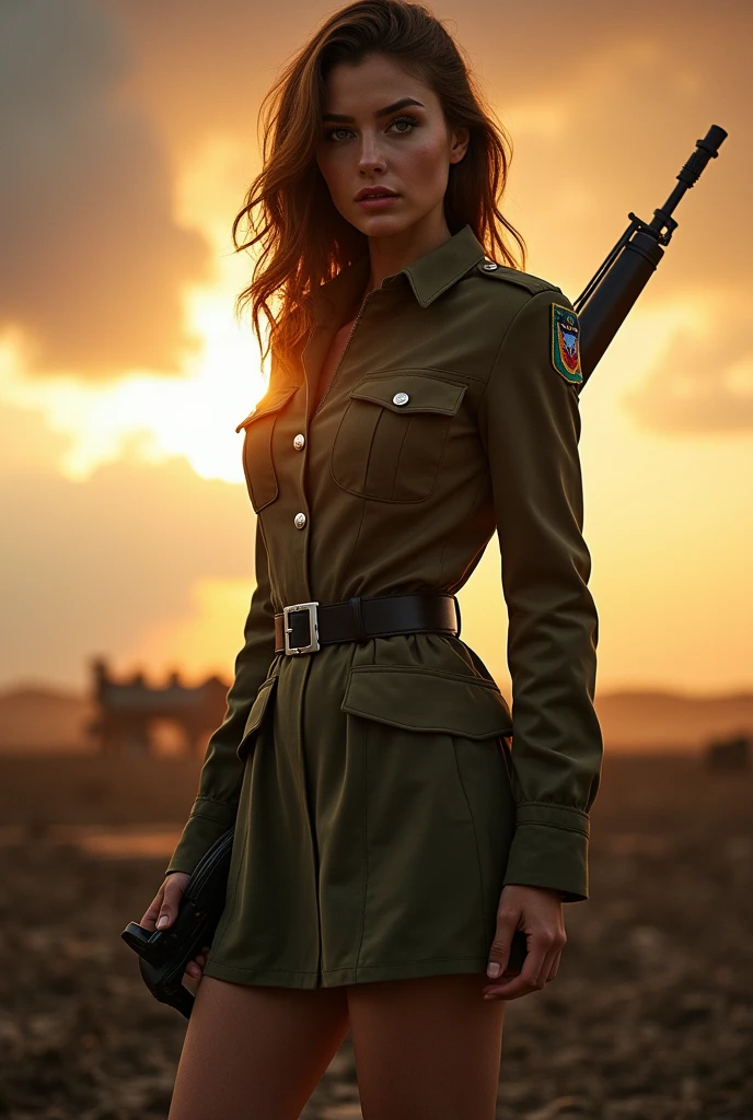 beauty woman soldier in skirt ai
