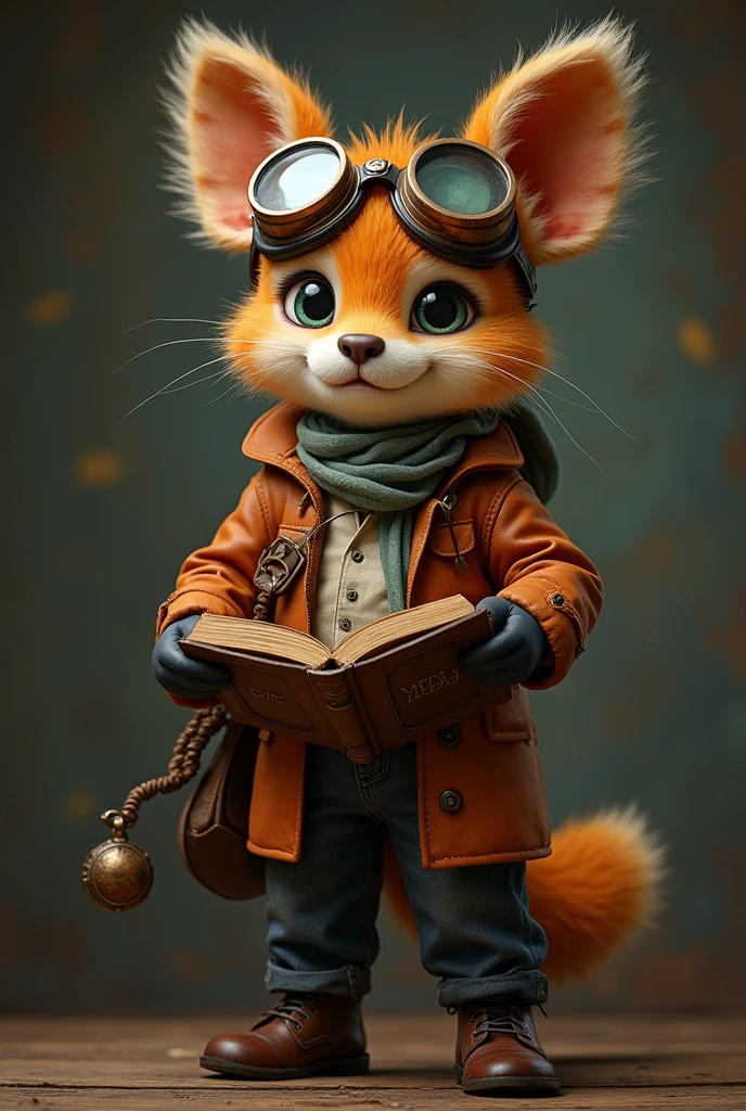 Handsome animal boy and goggles and watch ad antique book add ved locket add fireflow eyes add name on wall ved