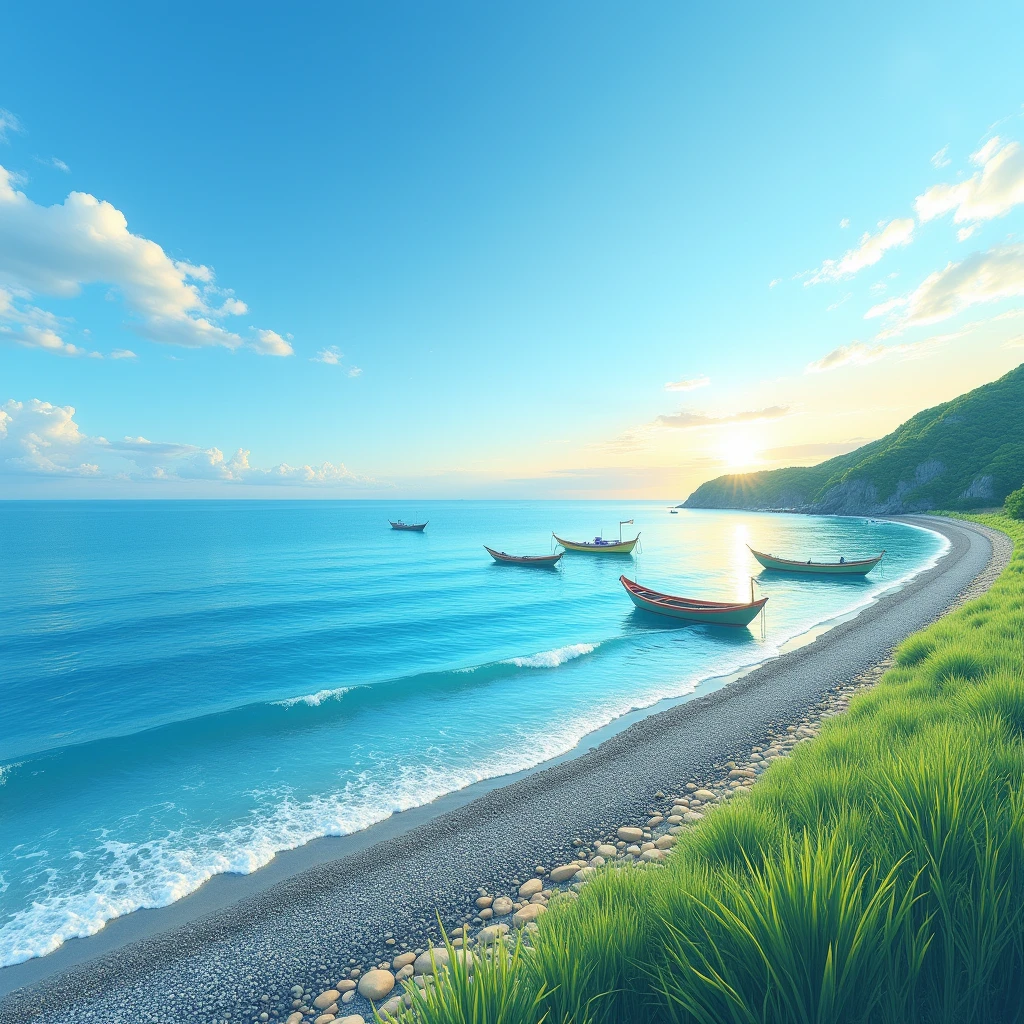 Summer sea, horizon, embankment, landscape photography, Japan, Kanagawa, real, precision, masterpiece
