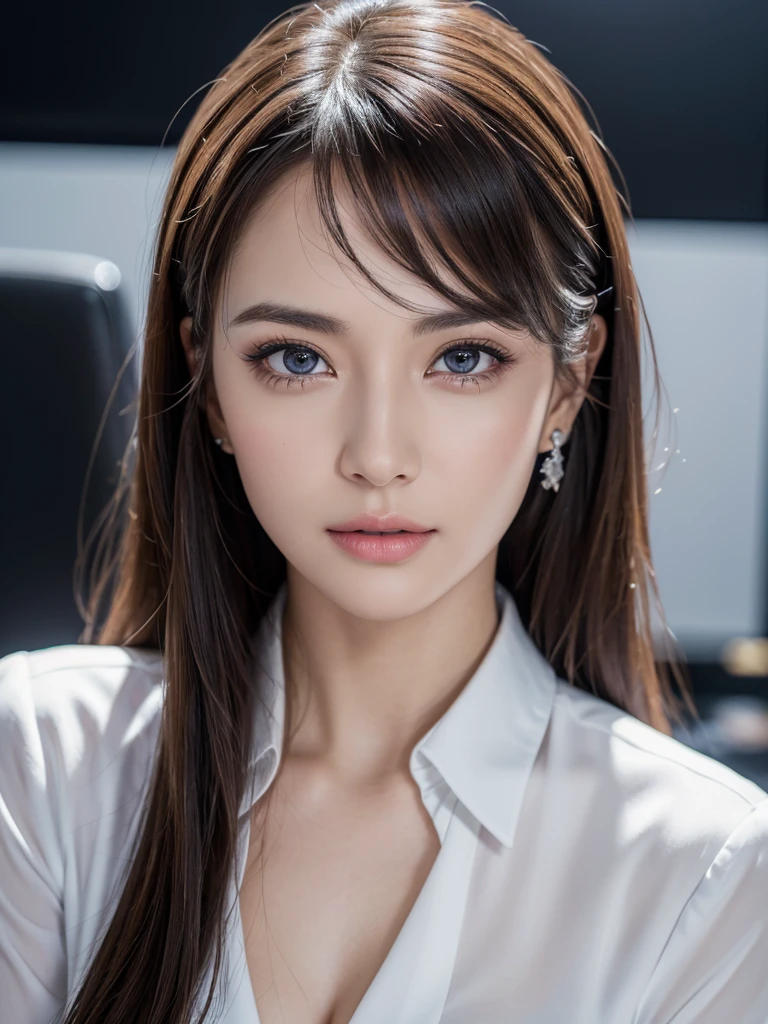 beautiful detailed eyes, beautiful detailed lips, extremely detailed eyes and face, longeyelashes, elegant office lady, professional business attire, office setting, desk, computer, paperwork, (best quality,4k,8k,highres,masterpiece:1.2),ultra-detailed,(realistic,photorealistic,photo-realistic:1.37),HDR,UHD,studio lighting,ultra-fine painting,sharp focus,physically-based rendering,extreme detail description,professional,vivid colors,bokeh,intricate details,highly realistic,photorealistic portrait