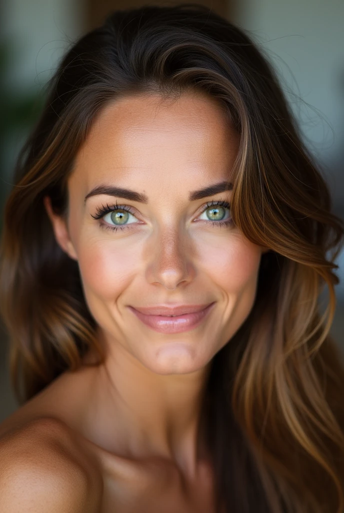 the face of a beautiful young woman of 30 years old , high quality detailed