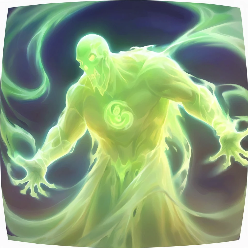 An icon of a ghostly entity, depicting a spectral being with humanoid features. The ghost has a translucent, misty form, blending seamlessly with the surroundings. Its upper body retains some human characteristics—faint, ethereal outlines of a face and limbs—while the lower half dissipates into swirling, ghostly mist. The ghost's eyes glow with an eerie light, and wisps of spectral energy drift around it, enhancing its otherworldly presence. The overall appearance is haunting and ethereal, capturing the essence of a ghostly apparition.
