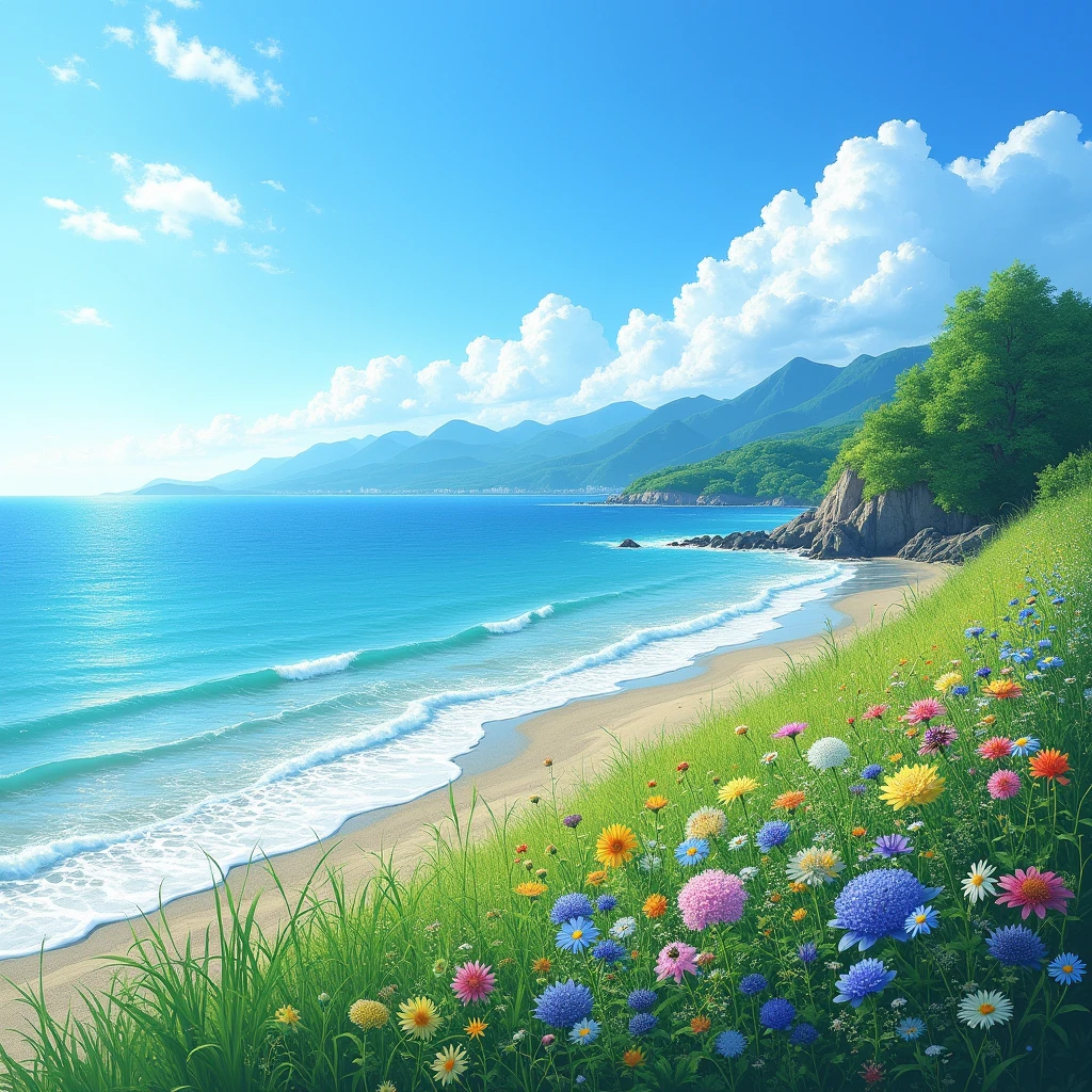 Embankment, summer sea, horizon, landscape photography, Japan, Kanagawa, real, precision, masterpiece