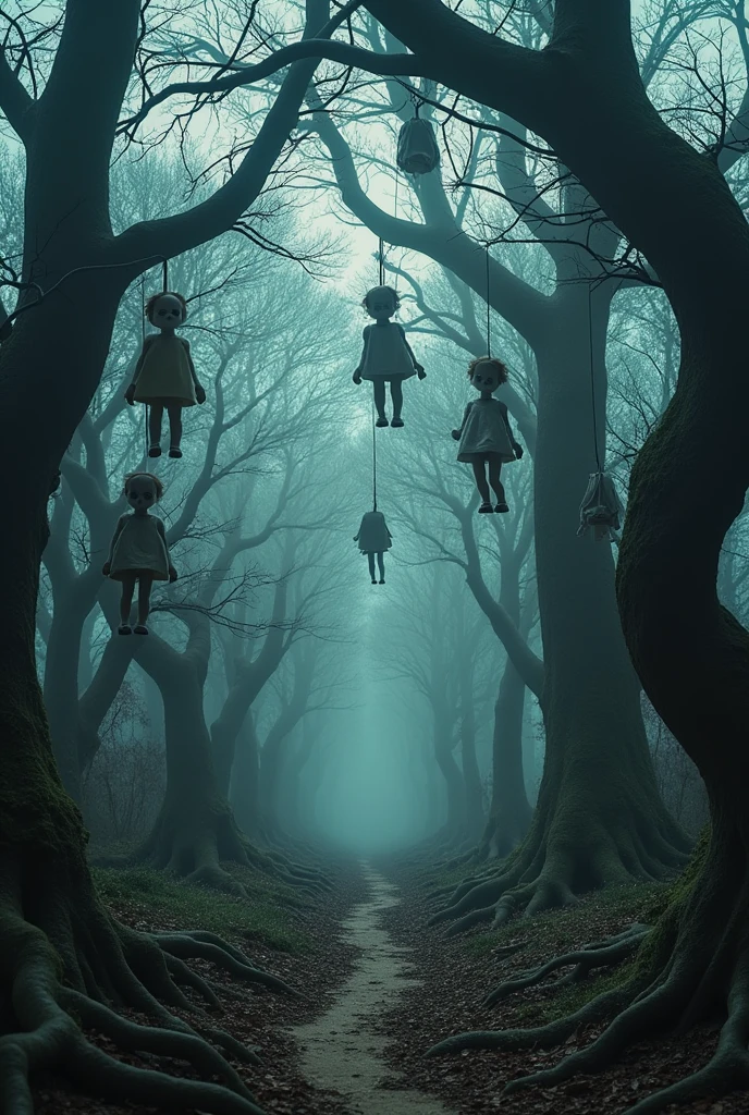 The island of terror with dolls hanging from the trees