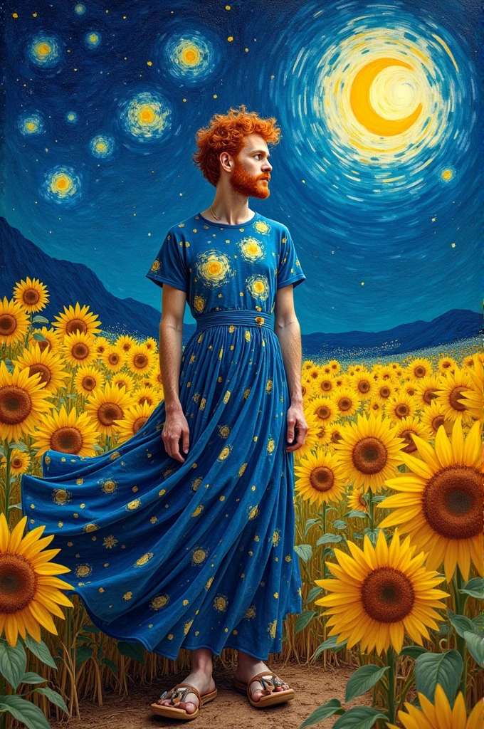 Van Gogh is wearing a dress with one of his paintings on the T-shirt