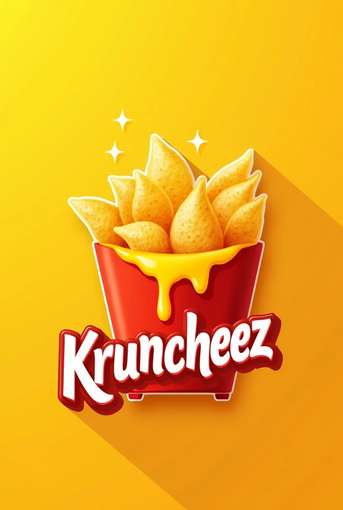 Make a logo for Kruncheez. Featuring chips and cheese, make it look tastier