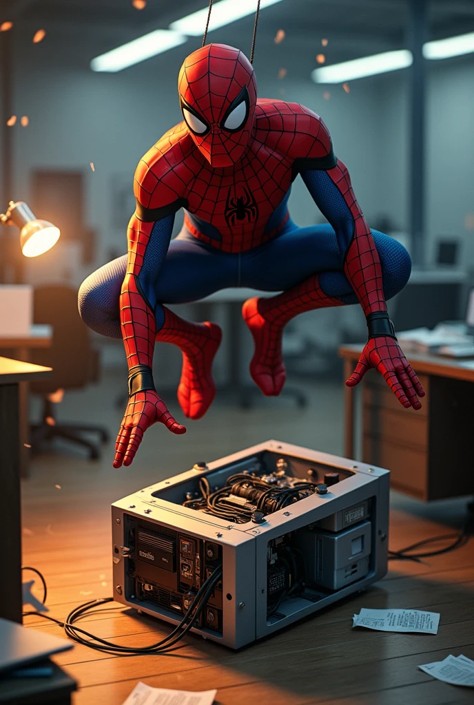 Create a Spiderman image by the power supply from a desktop computer