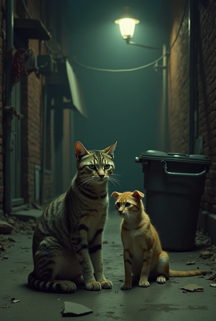 starving cat and dog