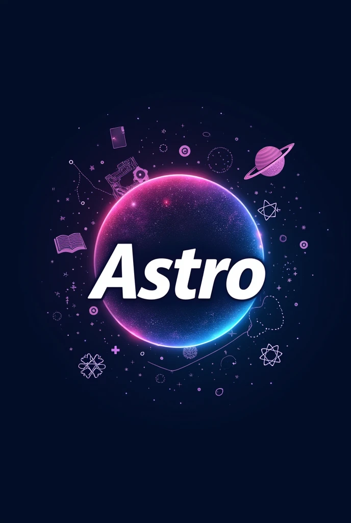 Design a logo that written Astro launching soon include chemistry subject background including Astro education in very hidden form