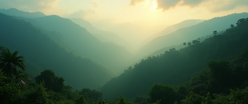 Hyper-realistic cinematic wide shot photograph of a stillness beautiful landscape with gentle breeze using a Hasselblad H6D at dawn with warm and soft lighting, conveying a dreamy and mysterious mood with a color palette dominated by dark blue and green. The photo must showcase great details and textures, with noise reduction, color grading, and retouching applied
