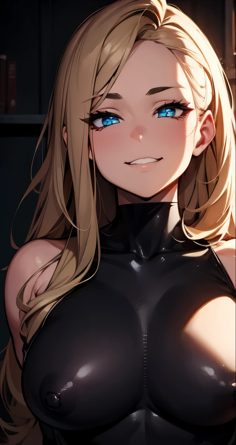 { 4k wallpaper : illustration : beautiful detailed eyes : extremely detailed face : perfect lighting : extremely detailed CG } { horror gloomy atmosphere} { dark horror theme } {nsfw : hentai} { in a dark dirty room } { Carol Danvers : cute face : perfectly medium shape breast : perfectly smooth fit body : naked : Devious grin : smug : looking at viewer : } { tough pose : sassy