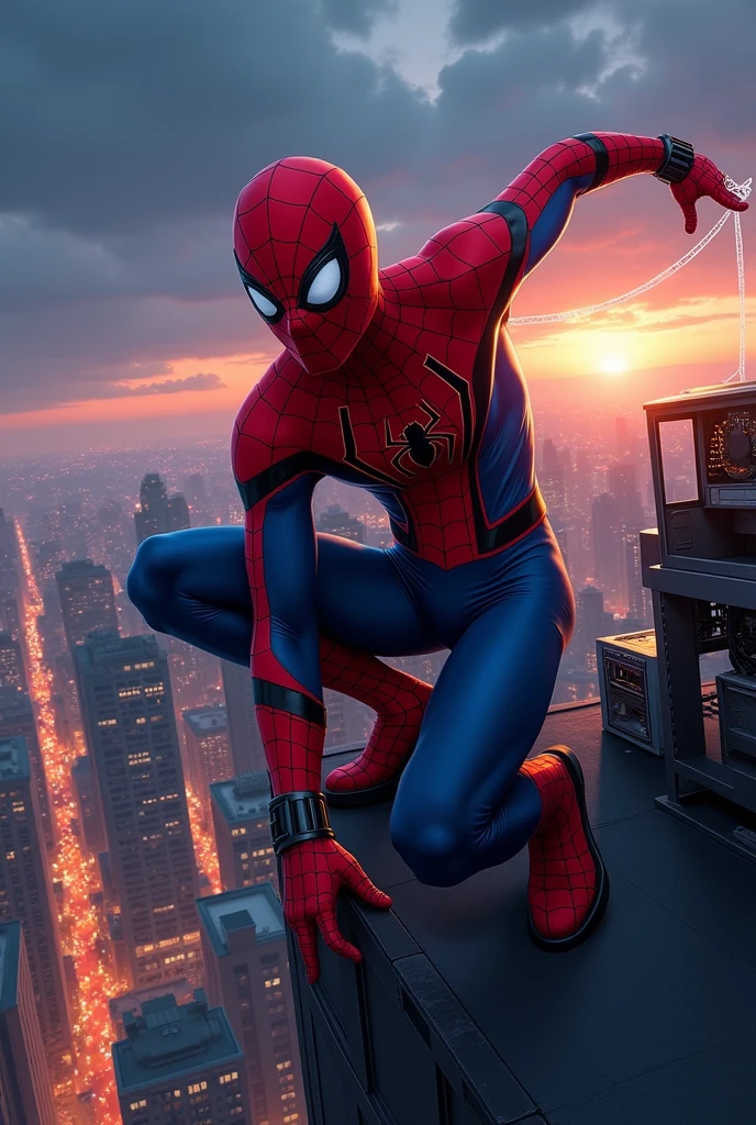 Create a Spiderman image by removing the power supply unit from a desktop computer