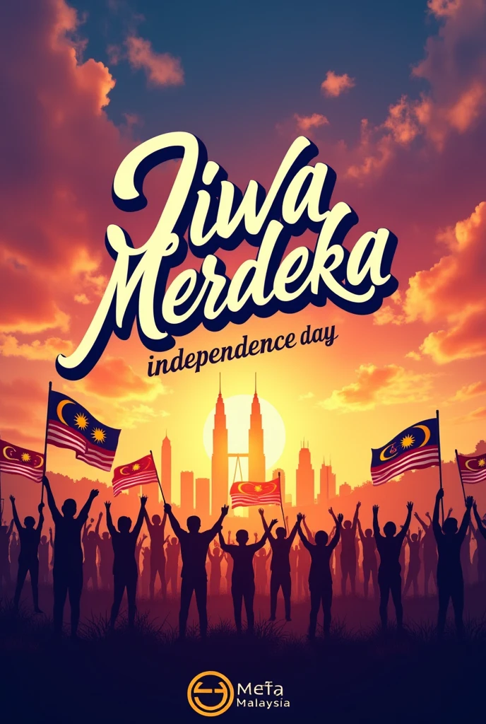 Create a poster about malaysia independence day. Write "Jiwa Merdeka" in the poster