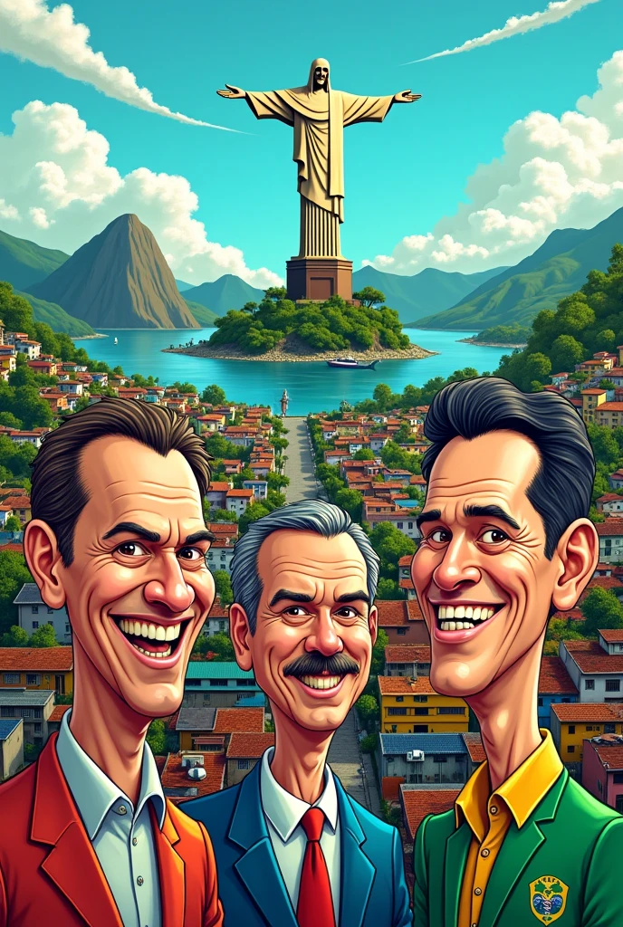 Create a cartoon that presents a political critique of the Brazilian context (It can be current or from other historical periods in Brazil.