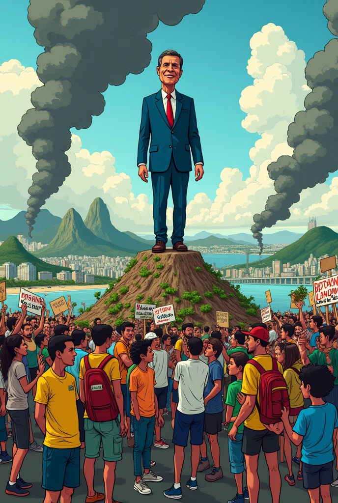 Make a cartoon that presents a political critique of the Brazilian government